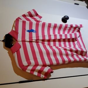 Ralph Lauren Coral and White Ladies Polo, XL